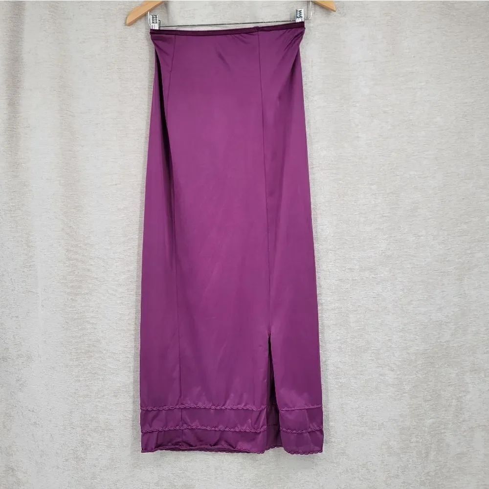 American Maid Vintage Maxi Length 1/2 Slip Skirt Upcycled Dyed Purple Eggplant